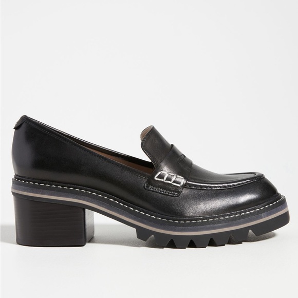 Anthropologie Bernardo Selma Heeled Loafers Black 10 - Picture 2 of 8